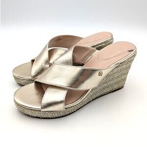 Bandolino Kammie Espadrille Wedge Sandals Women's Champagne Size US9M EU39.5